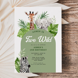 Jungle 2nd Birthday Invitations en Español - Dos - Digital or Printed