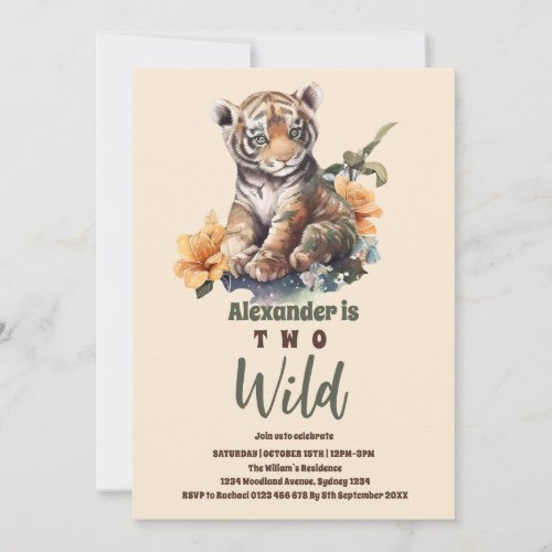 Two Wild Safari Animals 2nd Birthday Invitation