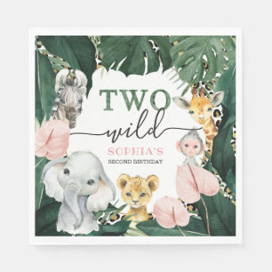 Two Wild Safari Animals 2nd Birthday Napkins
