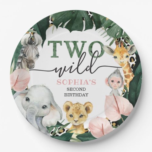 Two Wild Safari Animals 2nd Birthday Paper Plates