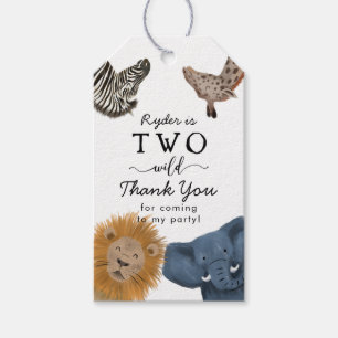 Two Wild Safari Animals Birthday Party Gift Tags