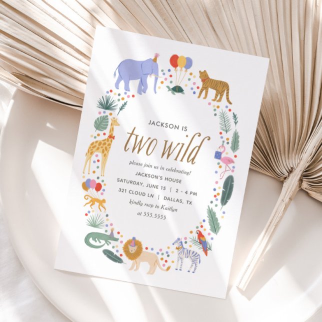 Two Wild Safari Animals Birthday Party Invitation (Creator Uploaded)