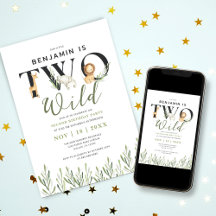 Two Wild Safari Animals Boy 2nd Birthday Party