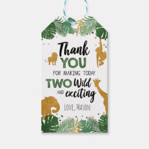 Two Wild Safari Animals Boy Birthday Favor Gift Tags