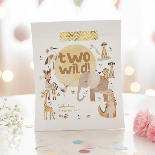 Two wild safari animals kids birthday  favor bag (Creator Uploaded)
