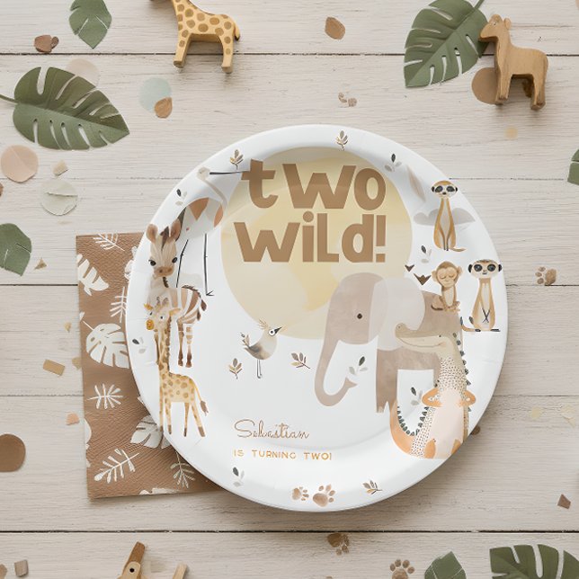 Two wild safari animals kids birthday  paper plates (Creator Uploaded)