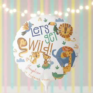 Two wild safari animals kids birthday party balloon