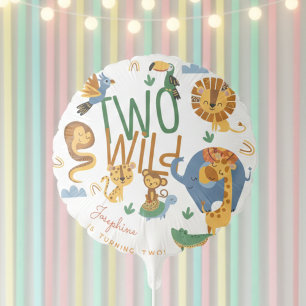 Two wild safari animals kids birthday party balloon