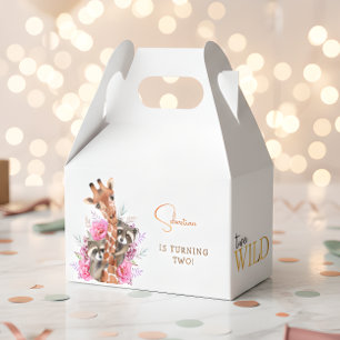 Two wild safari animals kids birthday party favor boxes