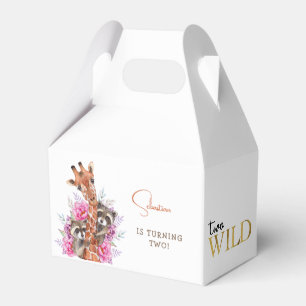 Two wild safari animals kids birthday party favor boxes