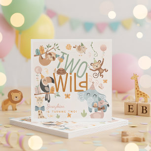Two wild safari animals kids birthday party napkins