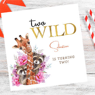 Two wild safari animals kids birthday party napkins