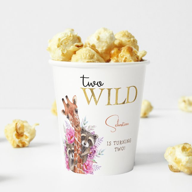 Two wild safari animals kids birthday party paper cups (Creator Uploaded)