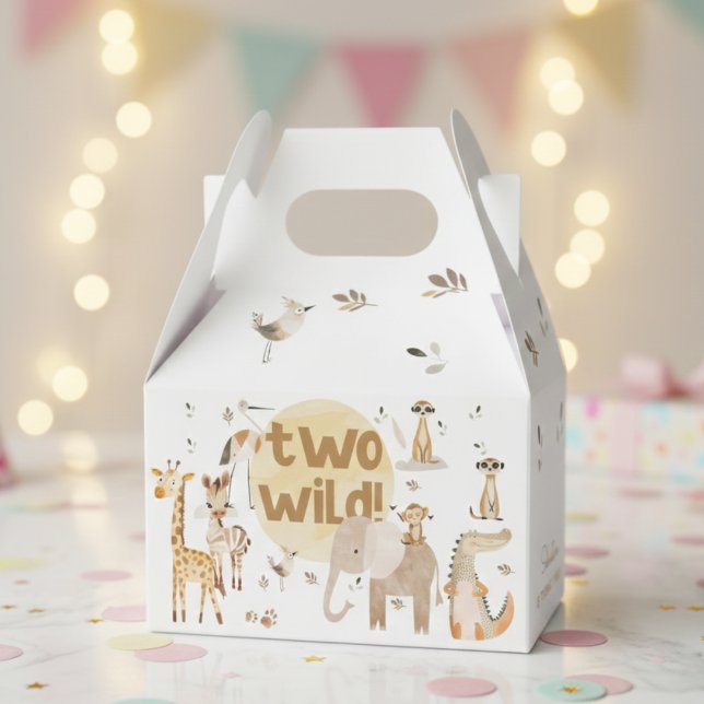 Two wild safari animals second kids birthday favor boxes (Creator Uploaded)