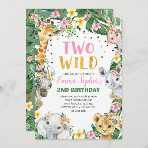 Two Wild Safari Birthday Invitation