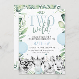 Two Wild Safari Birthday Invitation for a Boy