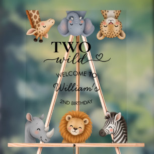 Two Wild Safari Birthday Welcome Acrylic Sign
