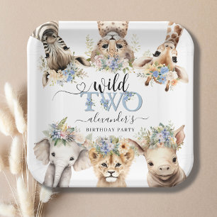Two Wild Safari Boy 2nd Birthday Paper Plate