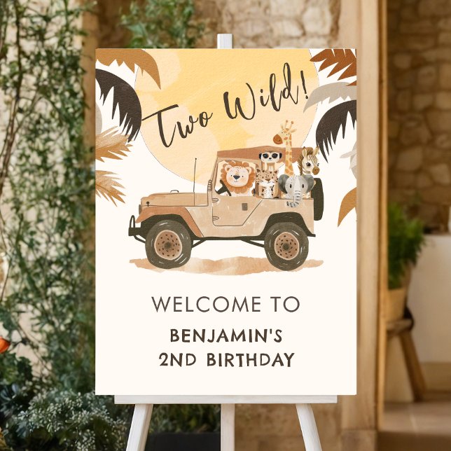 Two Wild Safari Jungle Animals Birthday Welcome Foam Board (Creator Uploaded)