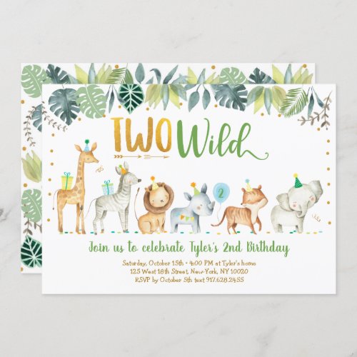 Two Wild Safari Jungle Birthday Invitation