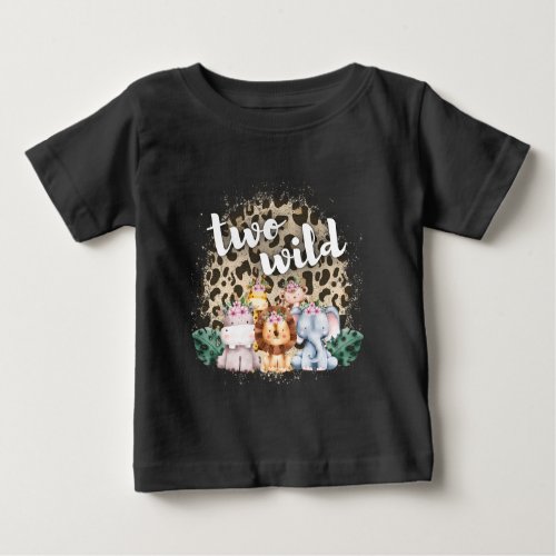 Two Wild Safari Jungle Theme 2nd Birthday Baby T_Shirt