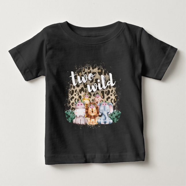 Two Wild Safari Jungle Theme 2nd Birthday Baby T-Shirt (Front)