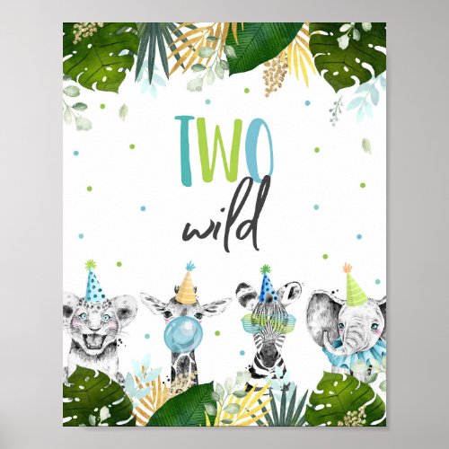 Two Wild Safari Party Animals Birthday Sign