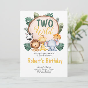 Two Wild Safari Party Birthday Invitation