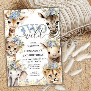 TWO Wild Safari Party Boy 2nd Birthday Invitation