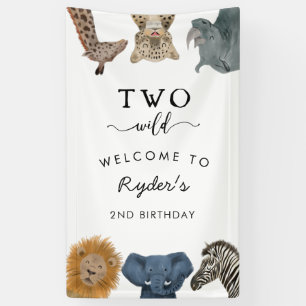Two Wild Safari Theme Boy's 2nd Birthday Banner