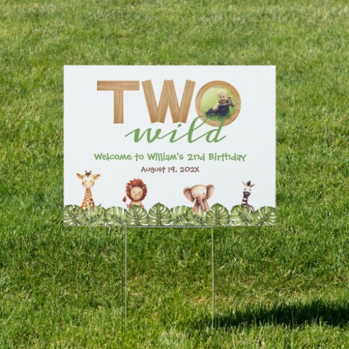 Two Wild Safari Welcome  2nd Birthday Photo Wood Sign