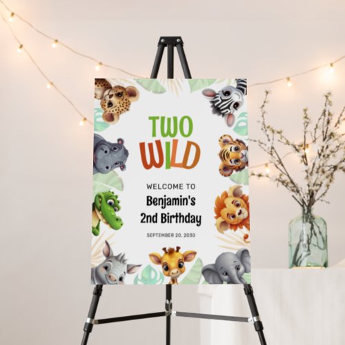 Two Wild Safari Welcome Childs 2nd Birthday Foam Board