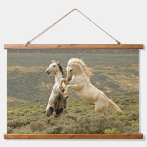 Two Wild Stallions Fight Hanging Tapestry