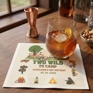 Two Wild to camp safari Woodland 2nd birthday Napkins
