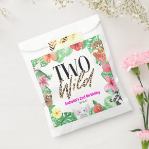 Two Wild Tropical Animal 2nd Birthday Party Favor Bag