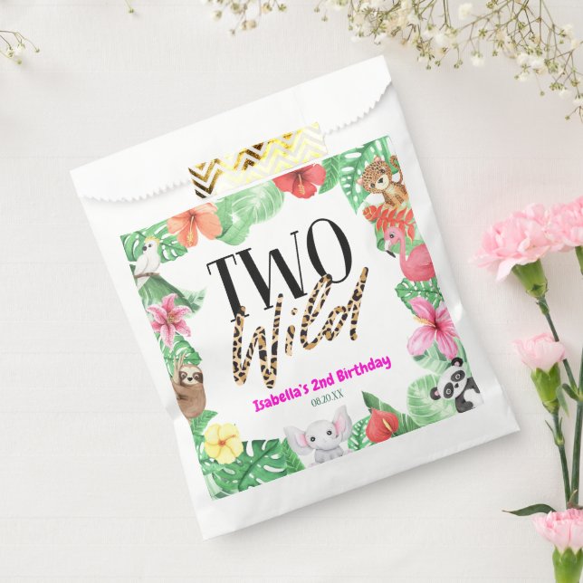 Two Wild Tropical Animal 2nd Birthday Party Favor Bag (Sealed)