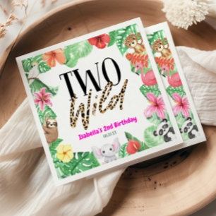 Two Wild Tropical Animal 2nd Birthday Party Napkins