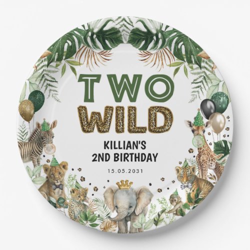 Two Wild Tropical Jungle Safari Animals Birthday Paper Plates