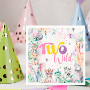 Two Wild Tropical Safari Animals Second Birthday Napkins