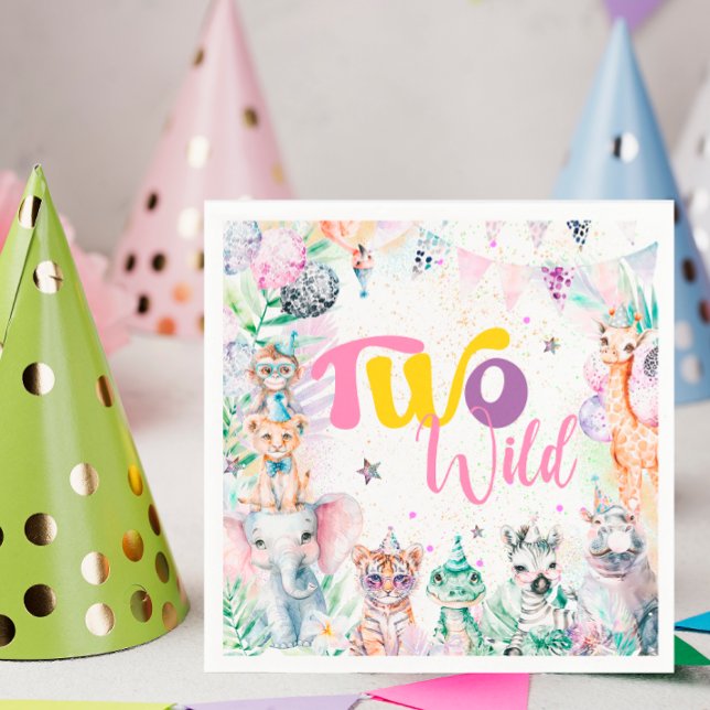 Two Wild Tropical Safari Animals Second Birthday Napkins (Creator Uploaded)