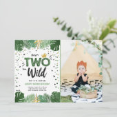 Two Wild Tropical Safari Gold Boy Second Birthday Invitation (Standing Front)