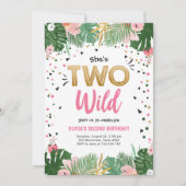 Two Wild Tropical Safari Gold Girl Second Birthday Invitation (Front)