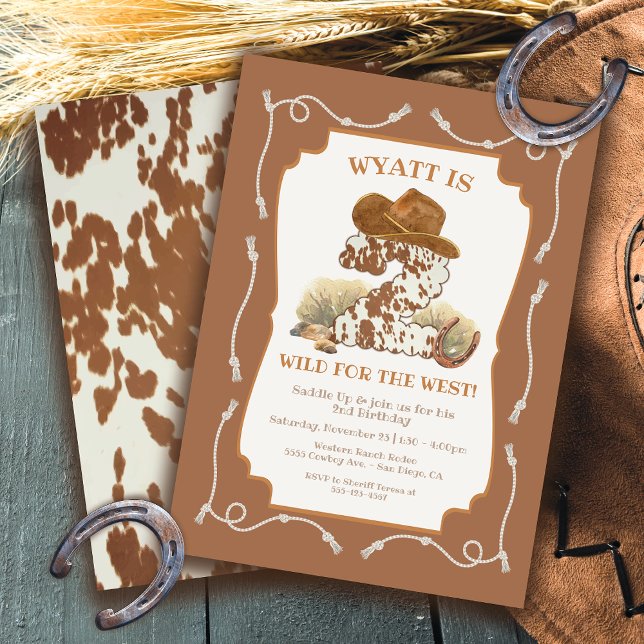 Two Wild West Cowboy Birthday Party Invitation (Creator Uploaded)