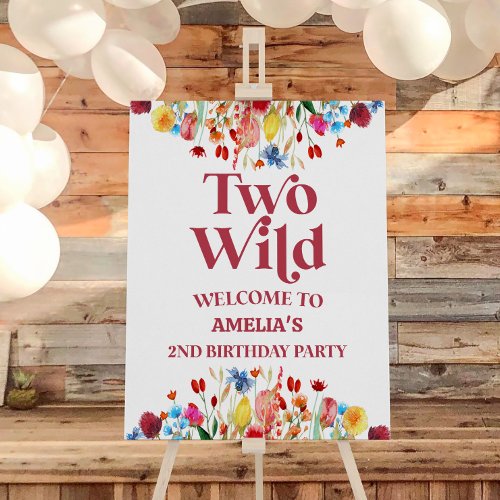 Two Wild Wildflower Birthday Party Welcome Sign