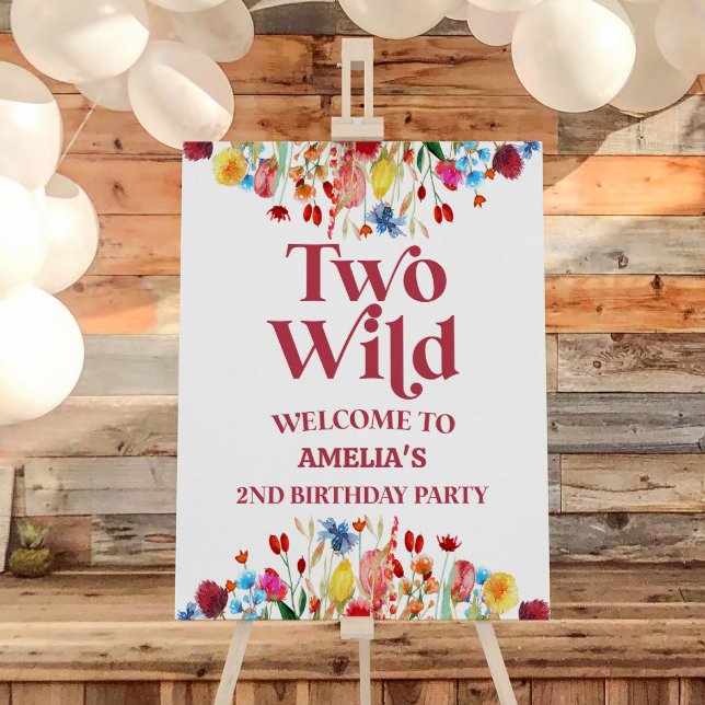 Two Wild Wildflower Birthday Party Welcome Sign (Creator Uploaded)