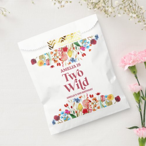 Two Wild Wildflower Second 2nd Birthday Party Favor Bag