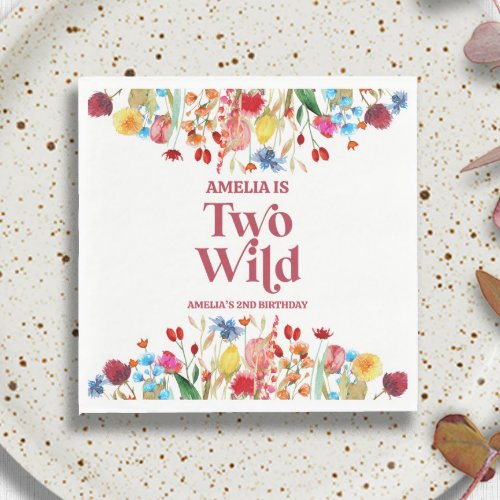 Two Wild Wildflower Second 2nd Birthday Party Napkins