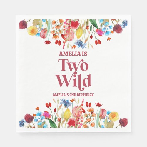 Two Wild Wildflower Second 2nd Birthday Party Napkins