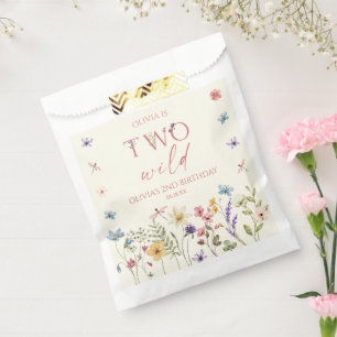 Two Wild Wildflower Wild Flower 2nd Birthday Party Favor Bag