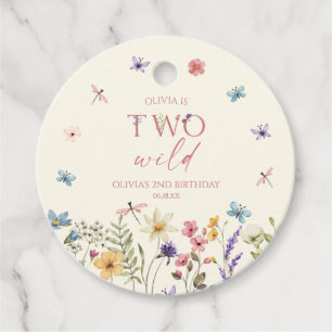 Two Wild Wildflower Wild Flower 2nd Birthday Party Favor Tags